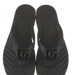 Gucci Double G Sandal, Black, Sz 7